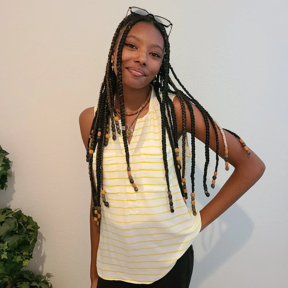 ANN TAYLOR Stripped Tank Top With Pockets - Picture 5 of 13